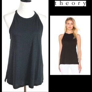 New Theory KAVASI Slub  Cotton Tank in Black Sz S